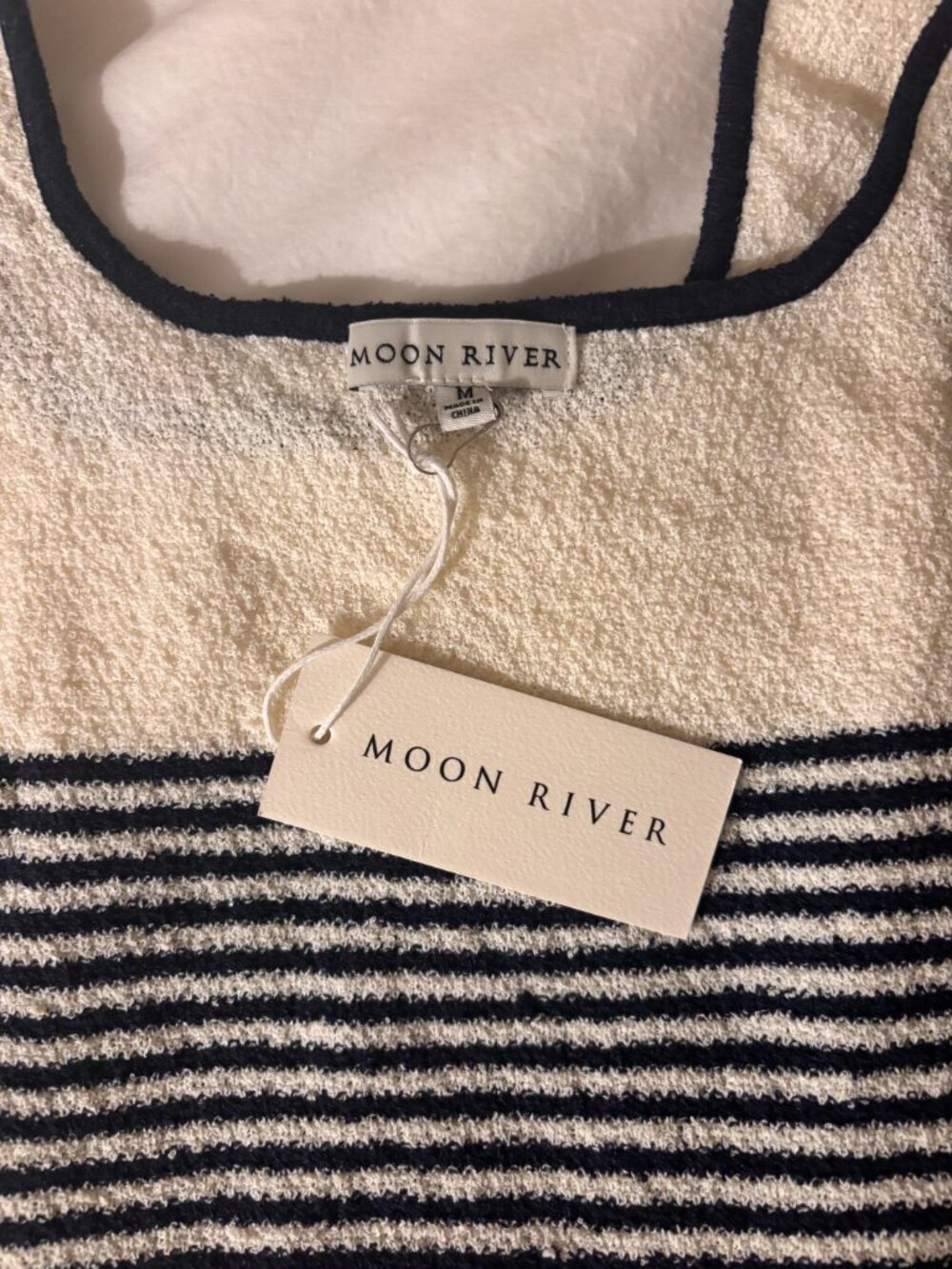 Moon River Cream Striped Midi Dress - Picture 5 of 5